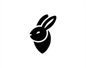 Rabbit logo design icon symbol vector illustration. Simple silhouette. Flat style. Black Rabbit. 