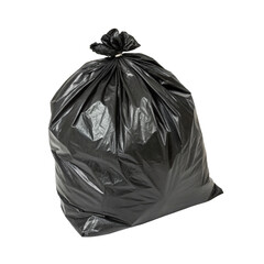 Black plastic trash bag isolated on transparent background
