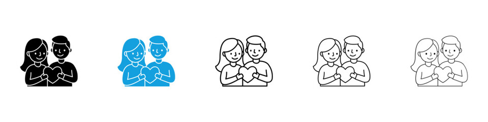 Couple with love icons