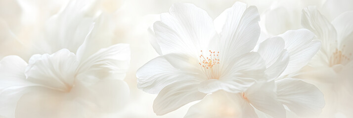 close up of Beautiful white cherry flowers with backlit sunlight