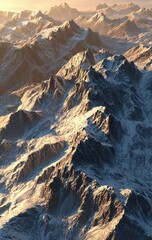 Majestic Snow-Capped Mountain Range at Sunset