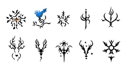 Tribal Tattoo Designs  Set of Unique Symbols   Antlers