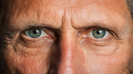 Close-up of a man's angry, intense eyes and furrowed brow.