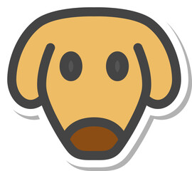 ステッカー風動物の単品アイコン　犬