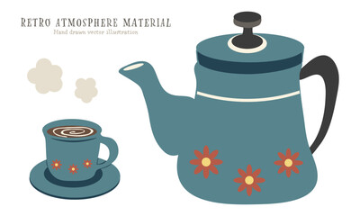 レトロな雰囲気のコーヒーとポットのセット