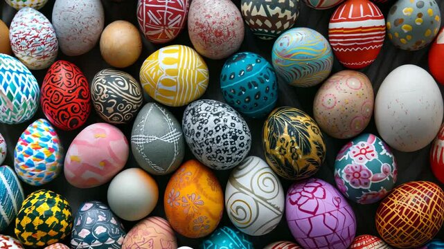 Hand-painted easter eggs showcasing intricate designs and vibrant colors