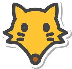 ステッカー風動物の単品アイコン　狐