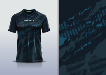 T-shirt mockup abstract texture grunge texture stripe line sport jersey design for football, soccer, racing, esports, running, in black color