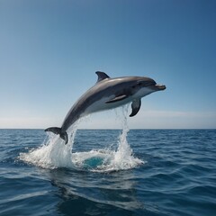 Fototapeta premium Highlight a dolphin leaping out of the ocean.