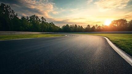 Sunset Race Track Asphalt Curve