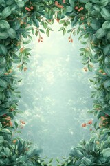 Tropical Floral Greenery Decorative Border Design Watercolor Art Illustration