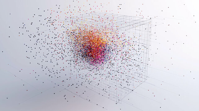 Interactive 3D Scatter Plot of Floating Points in a Transparent Cube Space