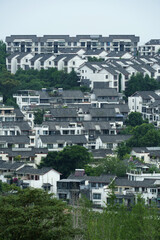 Fototapeta premium A group of buildings near the Panda base in Chengdu, Sichuan Province, China
