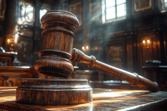 Gavel in Courtroom with Blurred Child Symbolizing Custody and Family Law