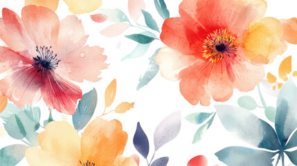 watercolor floral background with red and yellow gradient