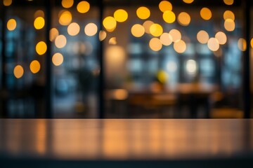 Abstract blurred office interior with bokeh lights and glass door for modern business design