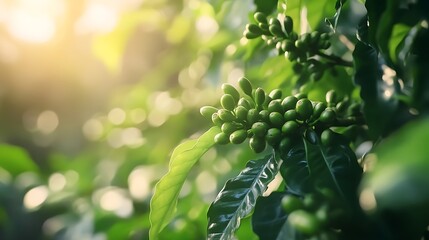 Sunlit Coffee Beans: A Vibrant Harvest
