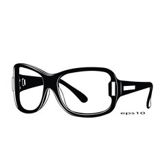 Black optical glasses on white background 