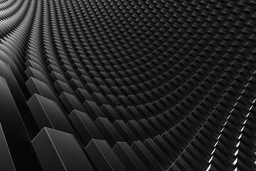 Fototapeta premium Abstract geometric pattern with black cubes and dynamic waves. 3d render.