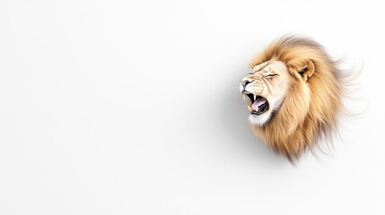 Obraz premium A roaring lion's head depicted in a minimalist style.
