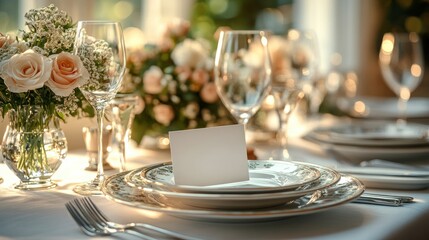 Elegant Romantic Dining Setting Blank Menu Card Mockup for Weddings and Special Events