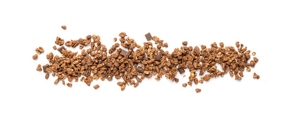 Chocolate Granola Pile Isolated, Cocoa Muesli Breakfast, Crunchy Cereals, Oatmeal Muesli
