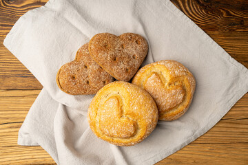Oatmeal Bun in the Shape of a Heart, Gluten Free Flat Finnish Bread Roll