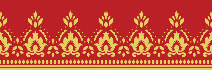 Ethnic border ornament pattern. Geometric oriental seamless pattern. Vintage element vector illustration. Baroque Floral Aztec tribal. Design for frame, textile, fabric, clothing, carpet, background.