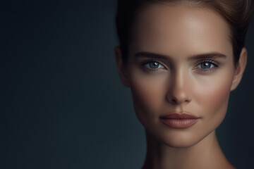 Beautiful skin woman face, clean and healthy beauty skincare and cosmetics for adverstising. Generative Ai. 

