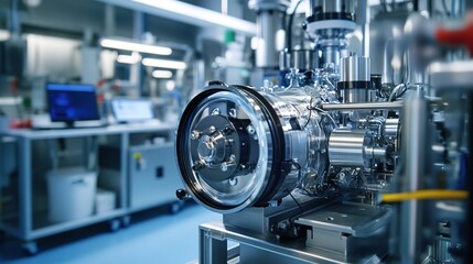 A modular engine system being demonstrated in a cutting-edge research lab.