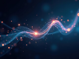 Fototapeta premium Exploring the captivating waves and particles of a quantum realm through intricate patterns and glowing light effects