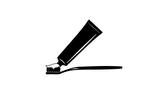 black toothpaste tube squeezing onto toothbrush clip art preview