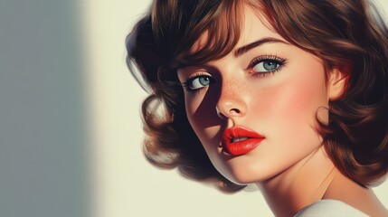 Retro styled woman portrait, close-up.