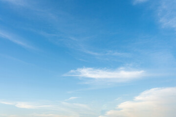 Serene Blue Sky with Wispy Clouds Nature Background