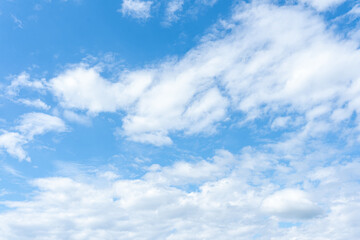 Blue Sky with Fluffy White Clouds Nature Background