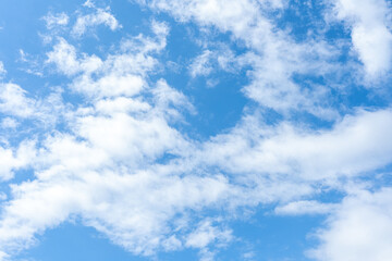 Blue Sky with Fluffy White Clouds Nature Background