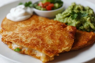 Crispy Quesadilla with Sour Cream, Guacamole, and Fresh Salsa