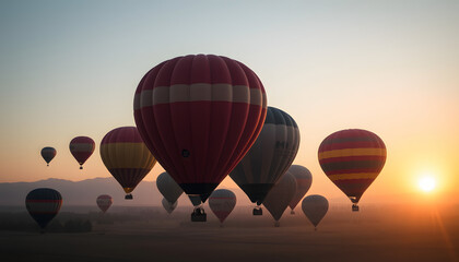 Obraz premium Balloon race at sunrise, smooth light. isolated with white highlights
