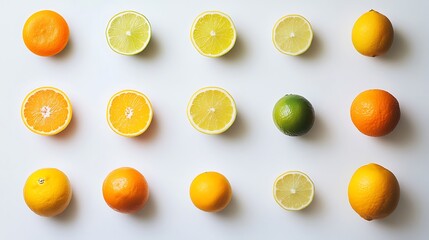 Vibrant Citrus Fruits Flat Lay Photography