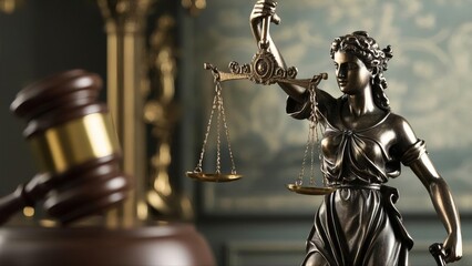 Legal and law concept statue of Lady Justice with scales of justice