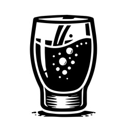 Black and white glass of spilled whisky isolated in white background.
 Splash drink. Sketch style shot glass of alcohol drink. 
Simple icon. Web site page and mobile app design element.

