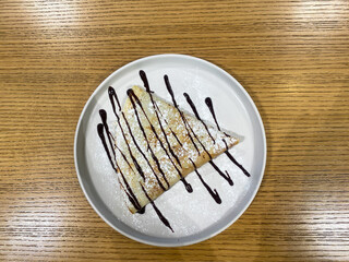 The pancake with the stuffing on the plate