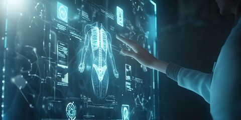 Advanced Medical Hologram Technology Futuristic Healthcare Interface Digital Anatomy Scan