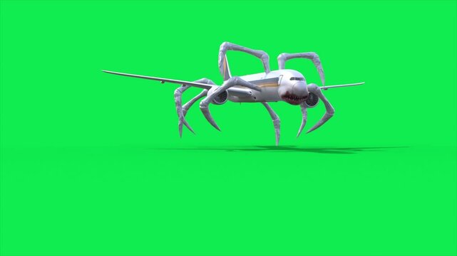 Green Screen Plane Eater Monster, Big Mouth, Horror 3D Animations SCP Rendering CGI Cinematic 4K