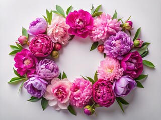 Elegant Pink & Purple Peony Wreath Stock Photo - Floral Spring Design