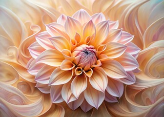 Fototapeta premium Elegant Peach Dahlia with Abstract Fluid Art Swirls - Long Exposure Stock Photo