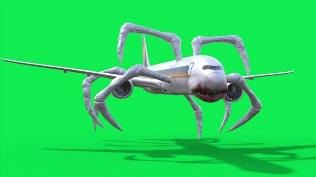 Green Screen Plane Eater Monster, Big Mouth, Scary, 3D Animations SCP Rendering CGI Cinematic 4K