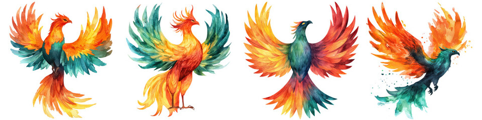 Fiery Mythical Firebird with Vibrant Feathers in Flight