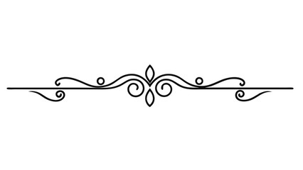 Elegant Decorative Divider Line with Symmetric Ornamental Border, Featuring Floral Motif and Abstract Flourish Filigree Elements