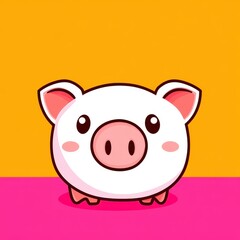 Fototapeta premium Cute and Playful Cartoon Pig Character on Colorful Background, Perfect for Children's Projects, Illustrations, and Fun Themes in Creative Media and Graphic Design